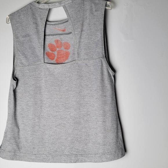 Nike Dri-Fit Clemson Tigers Tank M Sleeveless Gray Athleisure Cutout Back Gym - Picture 6 of 8